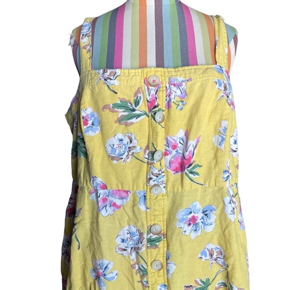 Joules Yellow Floral Print Sleeveless Button Down Dress 0987 - Picture 3 of 7